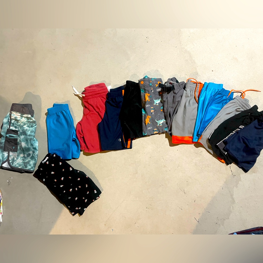 14 pairs-Boys short lot-colorful-swimwear- casual-athletic-summer-EUC 5/6/7s